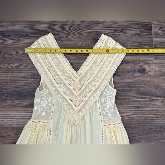 Zara ZW Collection embroidered pleated maxi dress butter yellow - Picture 10 of 16